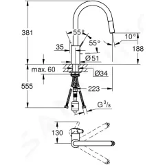 Grohe Dřezová baterie s výsuvnou sprškou, chrom 31481001