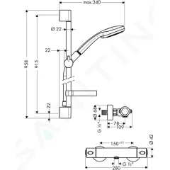 Hansgrohe Sprchový set s termostatem, 3 proudy, tyč 90 cm, chrom 27085000
