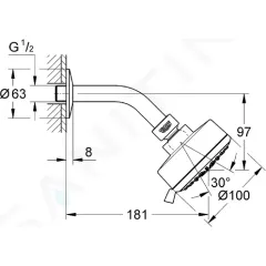 Grohe Hlavová sprcha, 4jet, chrom 27869001