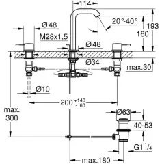 Grohe Tříotvorová umyvadlová baterie M, chrom 20296001