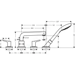 Hansgrohe Čtyřotvorová vanová baterie se sadou SecuFlex, chrom 72418000