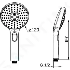 Hansa Sprchová hlavice 120, 3 proudy, světle šedá/chrom 84330100