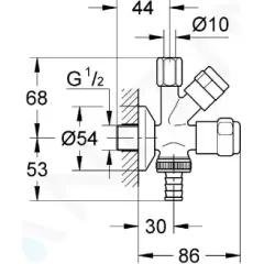 Grohe Originální WAS kombi-rohový ventil, chrom 41073000