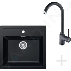 Franke Kuchyňský set T25, tectonitový dřez SID 610, černá + baterie FP 9000, onyx NEW 114.0366.029
