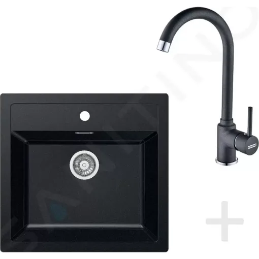 Franke Kuchyňský set T25, tectonitový dřez SID 610, černá + baterie FP 9000, onyx NEW 114.0366.029