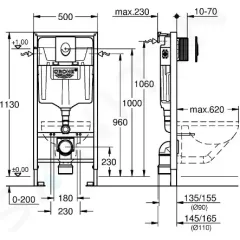 Grohe Předstěnový instalační set pro závěsné WC, nádržka GD2, tlačítko Skate Air, alpská bílá 38722001