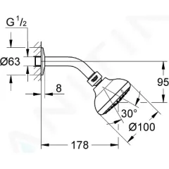 Grohe Hlavová sprcha, 3jet, chrom 26088001