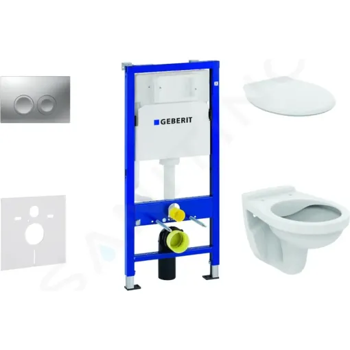 Geberit Set předstěnové instalace, klozet Alpha se sedátkem, tlačítko Delta21, matný chrom 458.103.00.1 NR3