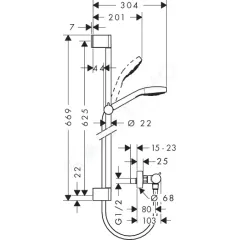 Hansgrohe Sprchový set Vario s termostatem, 3 proudy, sprchová tyč 65 cm, bílá/chrom 27081400