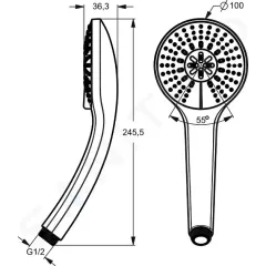 Ideal Standard Sprchová hlavice M3 10 cm, 3 proudy, chrom B9403AA