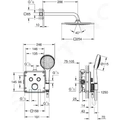 Grohe Sprchový set Perfect s podomítkovým termostatem, 2 proudy, chrom 34742000