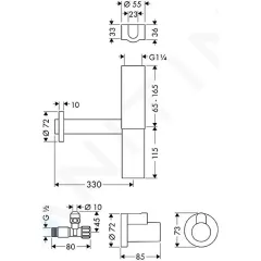 Hansgrohe Designový sifon Flowstar s rohovými ventily, chrom 52120000