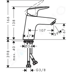 Hansgrohe Umyvadlová baterie, CoolStart, chrom 71073000