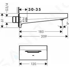 Hansgrohe Vanový výtok, chrom 32543000