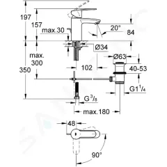 Grohe Páková umyvadlová baterie ES, chrom 2337420E