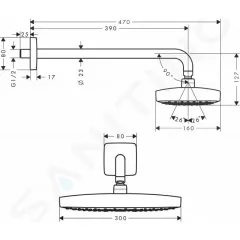 Hansgrohe Hlavová sprcha 300, 2 proudy, sprchové rameno 390 mm, chrom 27385000
