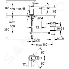 Grohe Bidetová baterie s výpustí, chrom 23138000