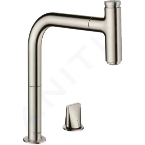 Hansgrohe Dřezová baterie M7119-H200 s výsuvnou sprškou, 2-otvorová instalace, sBOX, vzhled nerezu 73804800