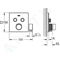Grohe Termostatická vanová baterie pod omítku, se 2 ventily a držákem pro sprchu, chrom 29125000
