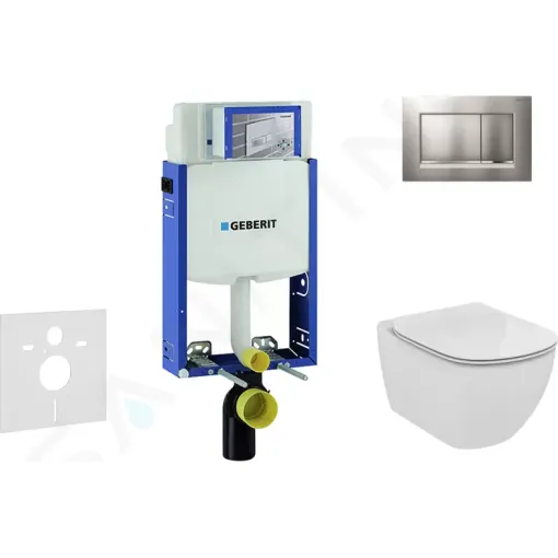 Geberit Set předstěnové instalace, klozetu a sedátka Ideal Standard Tesi, tlačítka Sigma20, matný chrom/chrom 110.302.00.5 NF7