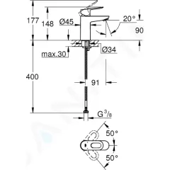 Grohe Umyvadlová baterie, chrom 23337000