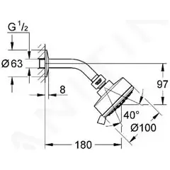 Grohe Hlavová sprcha, 3jet, chrom 26090001