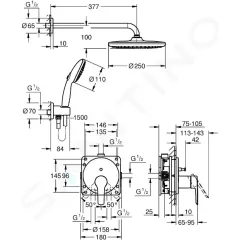 Grohe Sprchový set pod omítku, průměr 25 cm, 2 proudy, chrom 25292000