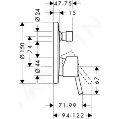 Hansgrohe Paková vanová baterie pod omítku, chrom 32475000