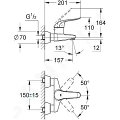 Grohe Páková umyvadlová baterie, chrom 32776000