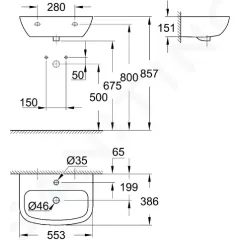 Grohe Umyvadlo 55x39 cm, s přepadem, 1 otvor pro baterii, alpská bílá 39440000