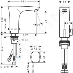 Hansgrohe Elektronická umyvadlová baterie s ovládáním teploty na baterie, bílá/chrom 15170400