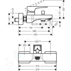Hansgrohe Vanová baterie, chrom 74540000