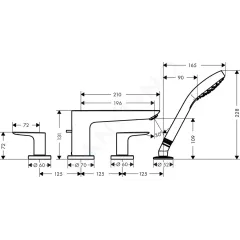 Hansgrohe Baterie na okraj vany, 4-otvorová instalace, chrom 71748000