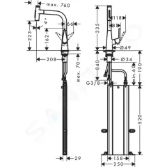Hansgrohe Dřezová baterie M5117-H220 s výsuvnou sprškou, sBOX, chrom 73868000