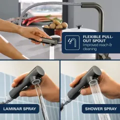 Grohe Dřezová baterie s výsuvnou sprškou, kartáčovaný tmavý grafit 30270AL0