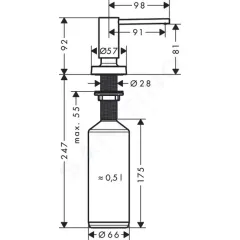 Hansgrohe Dávkovač mycích prostředků A51, 500 ml, chrom 40448000