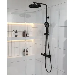 kielle Sprchový set s termostatem, 26 cm, 3 proudy, matná černá 20602014