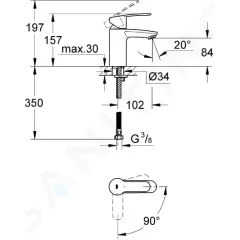 Grohe Páková umyvadlová baterie ES, chrom 2337320E