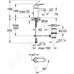 Grohe Páková umyvadlová baterie ES, chrom 2337700E
