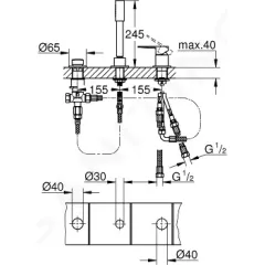 Grohe Baterie na okraj vany, 3-otvorová instalace, chrom 19965001