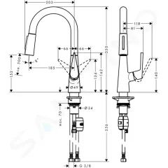 Hansgrohe Dřezová baterie s výsuvnou sprškou, vzhled nerezu 72815800