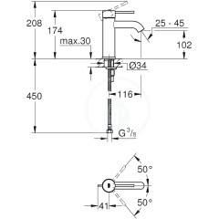 Grohe Essence - Páková umyvadlová baterie S, chrom 23590001 23590001IIJ1