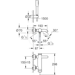 Grohe Essence - Páková vanová baterie, chrom 33628001 33628001IIJ1