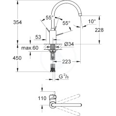 Grohe Eurosmart Cosmopolitan - Páková dřezová baterie, chrom 32843000 32843000IIJ1
