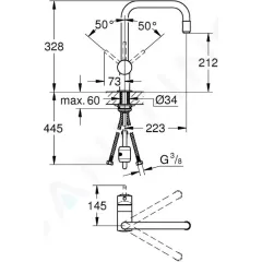 Grohe Páková dřezová baterie, chrom 32067000