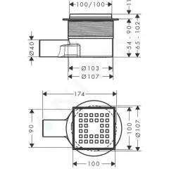 Hansgrohe Podlahová vpust, 10x10 cm, kartáčovaná nerezová ocel 56246800