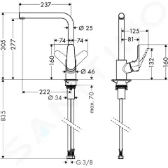 Hansgrohe Dřezová baterie, vzhled nerezu 31817800