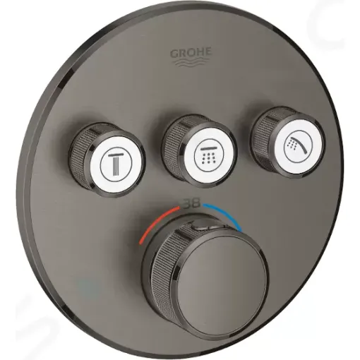 Grohe Termostatická sprchová podomítková baterie, 3 ventily, kartáčovaný Hard Graphite 29121AL0