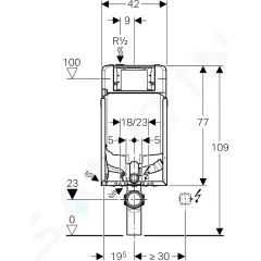 Geberit Předstěnová instalace pro závěsné WC, pro odsávání zápachu, výška 1,09 m 110.791.00.1