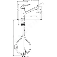 Hansgrohe Dřezová baterie M427-H150 s výsuvnou sprškou, chrom 71814000